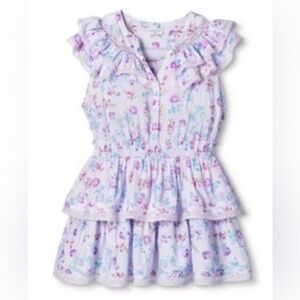 LoveShackFancy Lavender Floral Ruffle Tiered Blouse